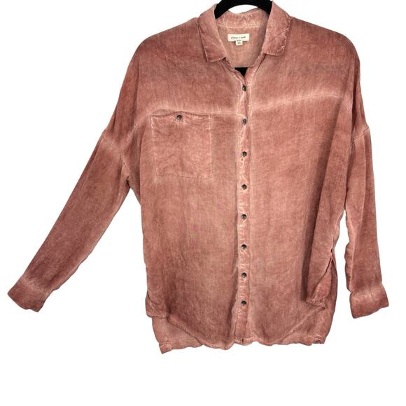Silence Noise Button Up Shirt size XS Mineral Rinse Dusty Rose Long Sleeves - Picture 1 of 10
